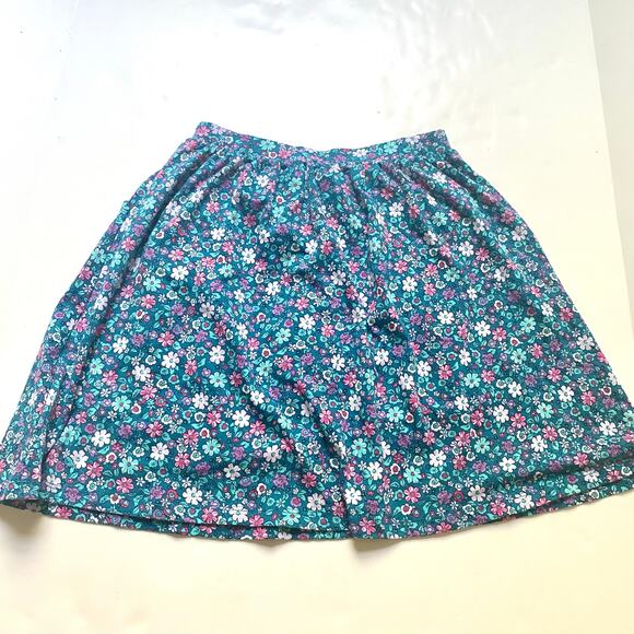 Lands End Blue Floral Skort Skirt With Pockets - Picture 2 of 2